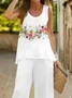 Women Floral Printing Two-Piece Set Daily Sleeveless Casual Summer Multi-Piece Set Matching Set
