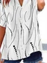 Women Striped Short Sleeve Shirt Summer Printing V Neck Daily Casual Top
