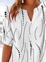 Women Striped Short Sleeve Shirt Summer Printing V Neck Daily Casual Top