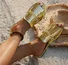 Summer Crocodile Pattern Large Size Outdoor Flat Slippers Women's Metal Chain Fashionable Beach Slippers