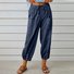Women Plain Ankle Pants Elastic Waist Pants Casual Spring/Fall Trousers