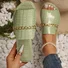 Summer Crocodile Pattern Large Size Outdoor Flat Slippers Women's Metal Chain Fashionable Beach Slippers