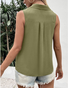 Women Sleeveless Tank Top Camisole Summer Plain Buckle Stand Collar Daily Casual Top