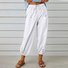 Women Plain Ankle Pants Elastic Waist Pants Casual Spring/Fall Trousers