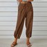 Women Plain Ankle Pants Elastic Waist Pants Casual Spring/Fall Trousers