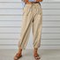 Women Plain Ankle Pants Elastic Waist Pants Casual Spring/Fall Trousers