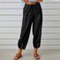 Women Plain Ankle Pants Elastic Waist Pants Casual Spring/Fall Trousers