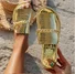 Summer Crocodile Pattern Large Size Outdoor Flat Slippers Women's Metal Chain Fashionable Beach Slippers