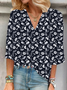 Women Floral Half Sleeve Blouse Summer V Neck Daily Casual Top