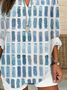 Women Geometric Long Sleeve Blouse Spring/Fall Printing V Neck Daily Casual Top
