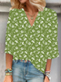 Women Floral Half Sleeve Blouse Summer V Neck Daily Casual Top