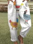 Women Animal Square Neck Gallus Casual Summer Cotton And Linen Jumpsuit