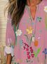 Women Floral Long Sleeve Blouse Spring/Fall Printing V Neck Daily Casual Top