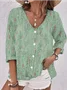 Women Floral Three Quarter Sleeve Blouse Spring/Fall Printing V Neck Daily Vintage Top