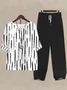 Women Striped Printing Two-Piece Set Daily Half Sleeve Casual Summer Top With Pants Matching Set