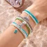 Ins Style Bohemian Beach Vacation Summer Shell Turtle Fishtail Rice Beads Multi-layer Stacking Bracelet Set