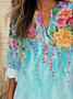 Women Floral Long Sleeve Blouse Spring/Fall Printing V Neck Daily Casual Top