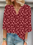 Women Floral Half Sleeve Blouse Summer V Neck Daily Casual Top