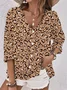Women Floral Three Quarter Sleeve Blouse Spring/Fall Printing V Neck Daily Vintage Top