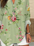 Women Floral Long Sleeve Blouse Spring/Fall Printing V Neck Daily Casual Top