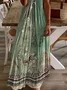 Women Floral Short Sleeve Summer Printing Dress V Neck Daily Casual Maxi X-Line Dress