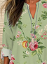 Women Floral Long Sleeve Blouse Spring/Fall Printing V Neck Daily Casual Top