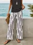 Women Striped Printing Two-Piece Set Daily Sleeveless Casual Summer Top With Pants Matching Set