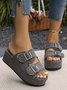 Fabric Casual Plain Summer Slide Sandals