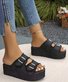 Fabric Casual Plain Summer Slide Sandals