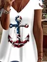 Women Anchor Short Sleeve Tee T-shirt V Neck Printing Casual Summer Graphic Tee Top