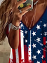 Women Independence Day (Flag) Short Sleeve Tee T-shirt V Neck Printing Casual Summer Graphic Tee Top