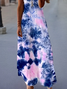Women Abstract Sleeveless Summer Printing Dress V Neck Daily Casual Maxi Slip Dress X-Line Dress