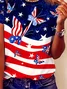 Women Butterfly Short Sleeve Tee T-shirt Crew Neck Printing Casual Summer Graphic Tee Top