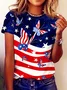 Women Butterfly Short Sleeve Tee T-shirt Crew Neck Printing Casual Summer Graphic Tee Top