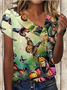 Women Geometric Short Sleeve Tee T-shirt Asymmetrical Buckle Vintage Summer Top