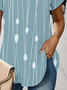 Women Striped Short Sleeve Tee T-shirt V Neck Printing Casual Summer Graphic Tee Top