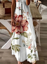 Women Floral Sleeveless Summer Printing Dress V Neck Daily Casual Maxi Slip Dress X-Line Dress