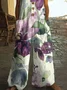 Women Floral Crew Neck Sleeveless Casual Summer Jumpsuit