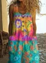 Women Floral Crew Neck Sleeveless Casual Summer Jumpsuit