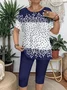 Women Floral Short Sleeve Tee T-shirt Crew Neck Printing Casual Summer Graphic Tee Top