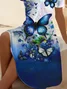 Women Floral Short Sleeve Summer Printing Dress V Neck Daily Casual Midi Fit & Flare Dress A-Line Dress