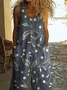 Women Floral Crew Neck Sleeveless Casual Summer Jumpsuit