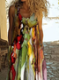 Women Abstract Crew Neck Sleeveless Casual Summer Jumpsuit