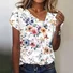 Women Geometric Short Sleeve Tee T-shirt Asymmetrical Buckle Vintage Summer Top