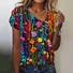 Women Geometric Short Sleeve Tee T-shirt Asymmetrical Buckle Vintage Summer Top