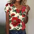 Women Geometric Short Sleeve Tee T-shirt Asymmetrical Buckle Vintage Summer Top