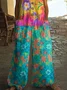 Women Floral Crew Neck Sleeveless Casual Summer Jumpsuit