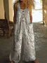 Women Floral Crew Neck Sleeveless Casual Summer Jumpsuit