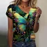 Women Geometric Short Sleeve Tee T-shirt Asymmetrical Buckle Vintage Summer Top