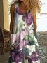 Women Floral Crew Neck Sleeveless Casual Summer Jumpsuit